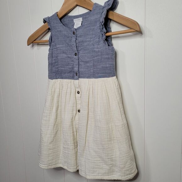 Tahari Girls Chambray Button Front Dress Size 4T Ruffled Sleeves - Picture 3 of 10